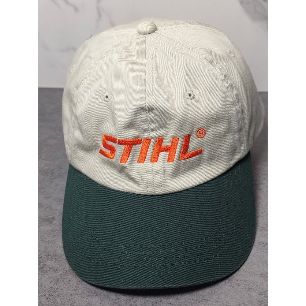 Stihl Chainsaw Promo Hat Mens Tan Green Embroidered Logo Adjustable Dad Cap